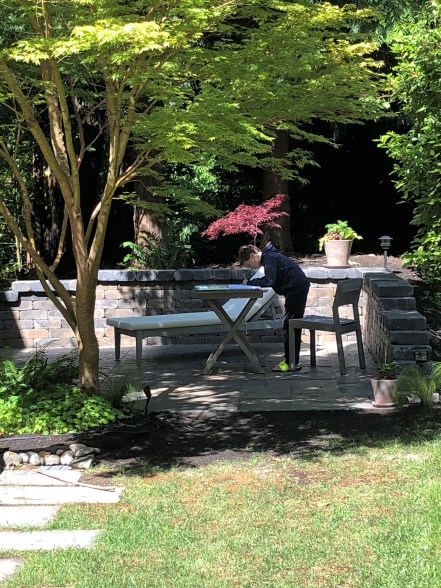 Homework on the patio